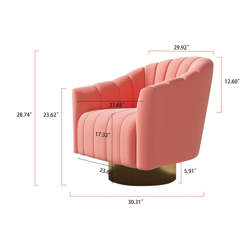 

Pink 360 Free Swivel Fashionable Chair Salon Furniture Luxury Leisure Arm Chair for Living Room and Office