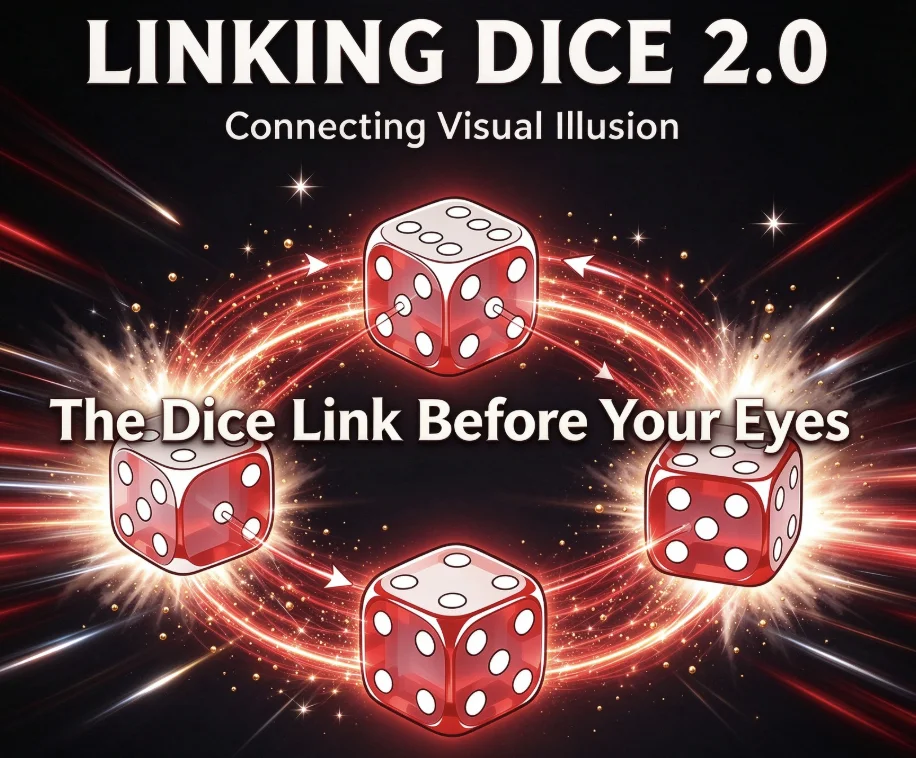 Linking Dice 2.0 by Nobuyuki Nojima Gimmick for Magician Magic Trick Dice Penetration and Linking Illusion Visual Close Up Magic