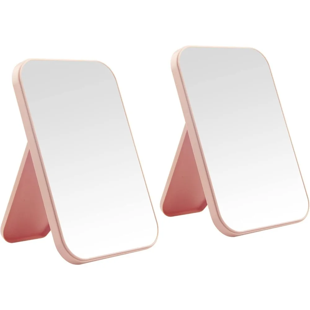 กระจกแต่งหน้าตั้งโต๊ะ 2 แพ็ค กระจกเจ้าหญิงแบบพกพาขนาด 8 นิ้ว กระจกทรงสี่เหลี่ยมที่สามารถใช้เป็นโต๊ะทำงานหรือติดผนังได้