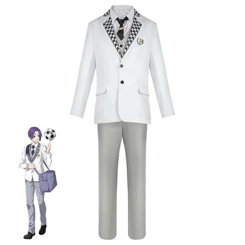 Pakaian Cosplay Mikage Reo Nagi Anime Blue Lock Seragam Sekolah DK Tinggi Setelan Celana Bordir Kostum Set Lengkapx;8's,6;