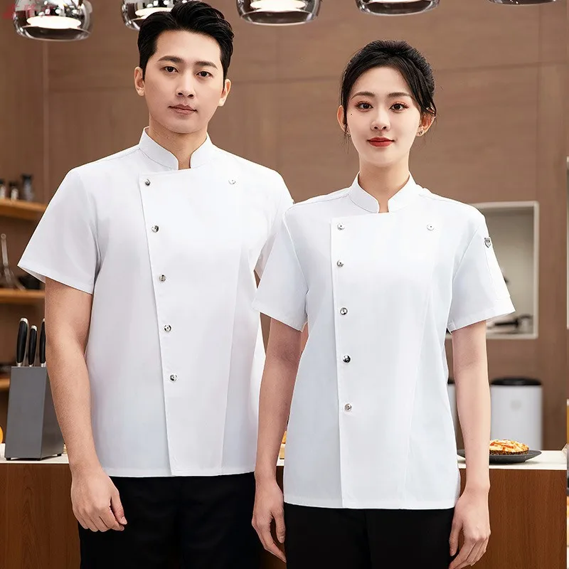 Veste de Chef d'été en maille fine et respirante à manches courtes, pour restauration, hôtel, Restaurant, cantine, pâtisserie, boulanger, vêtements de travail, vêtements de cuisine