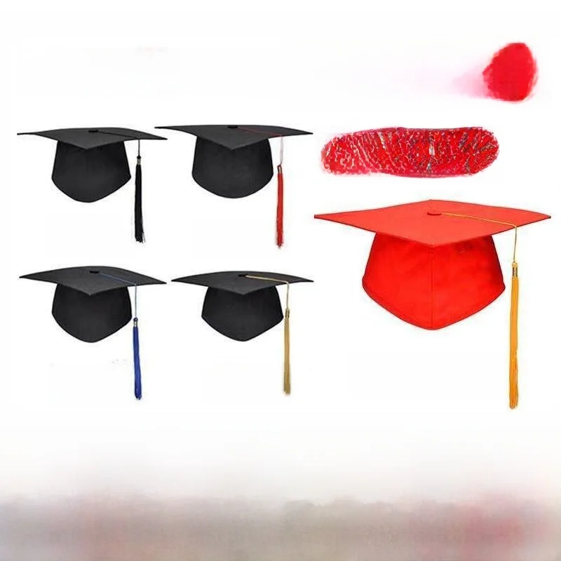 Birrete de graduación con borla anticaída para adultos, de alta calidad, con insignia, para graduación de 18 años, universitaria y de secundaria.