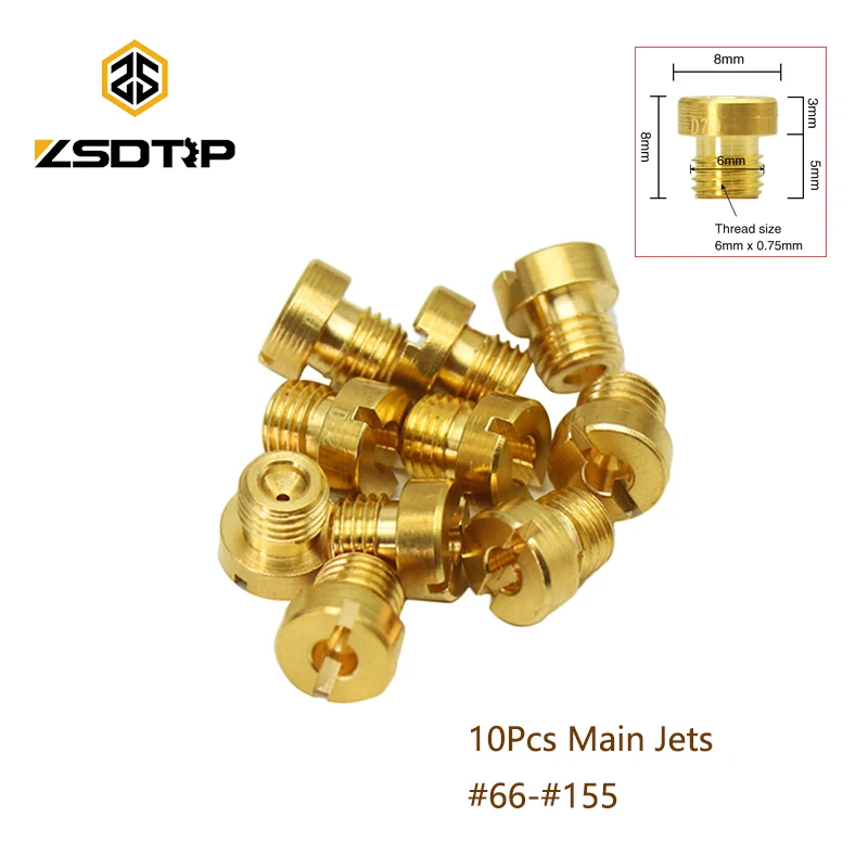 【セール中】ZSDTRP 10 ピース/セット M6 6 ミリメートルネジキャブレターメインジェットキット # 66- # 155 Dellorto PHBH PHBL FRD PHF VHB VHSH インジェクターノズル新