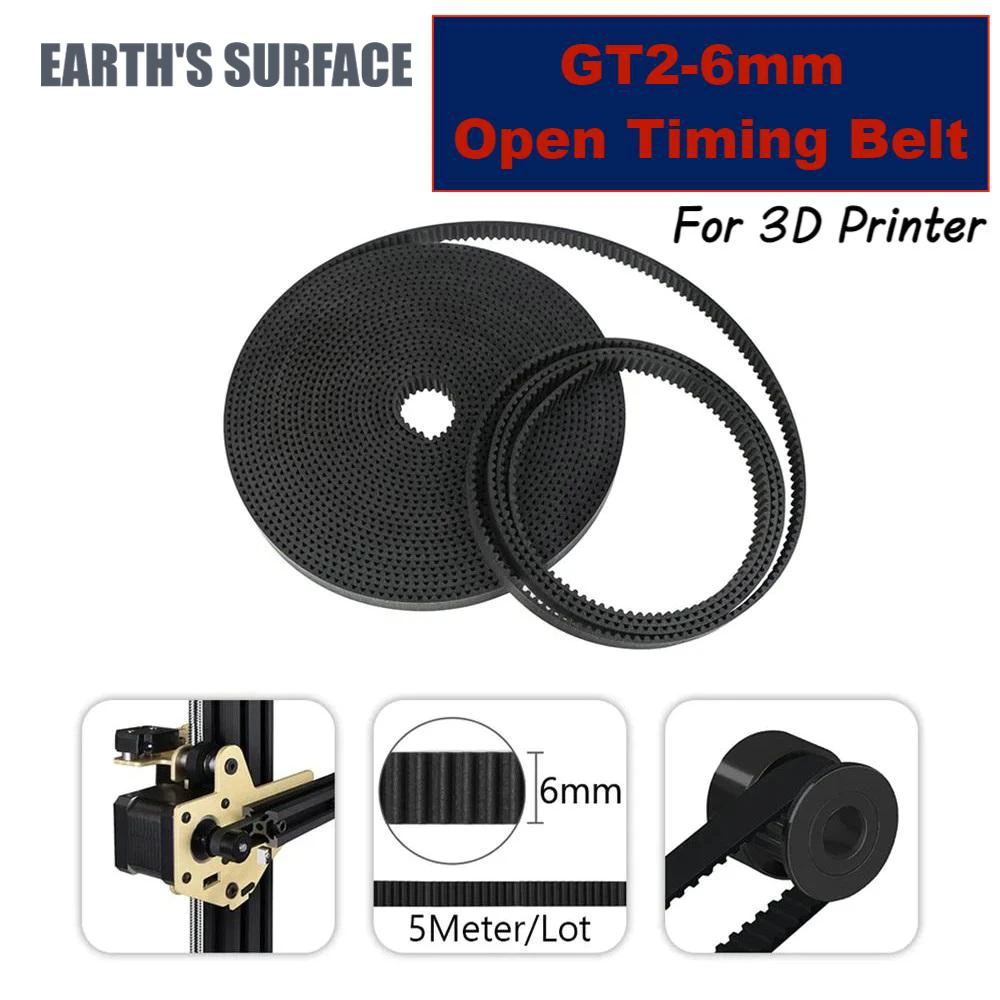 

ES-3D Printer Parts Opening High 2GT Rubber Quality Timing Belt Width 6mm 2GT Synchronous Pulley Used For 3D Printer Travel Part