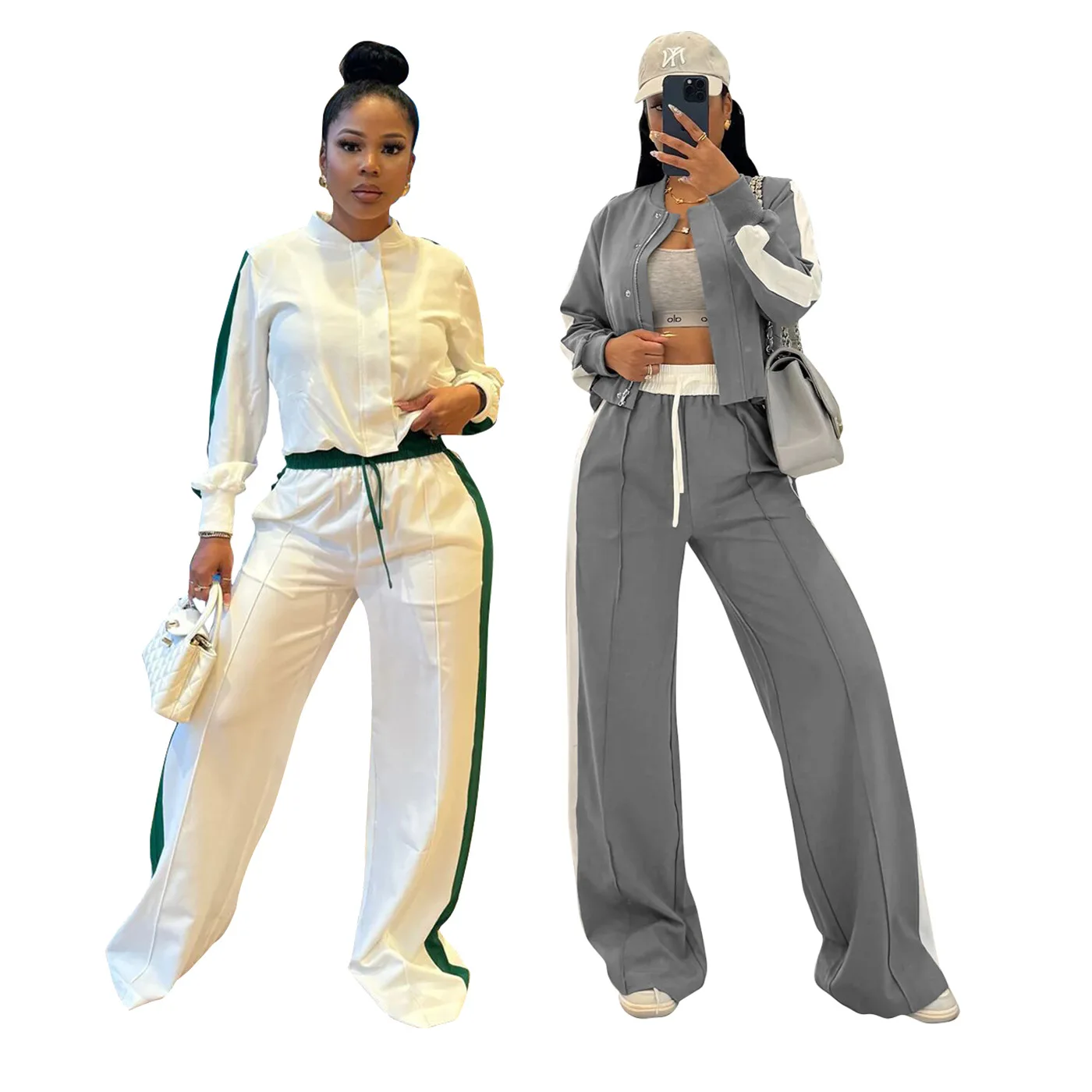 

Fitness Women 2 Piece Set Zipper Fly Coat Straight Jogging Pants Matching Set 2025 Autumn New Streetwear Sporty Tracksuits