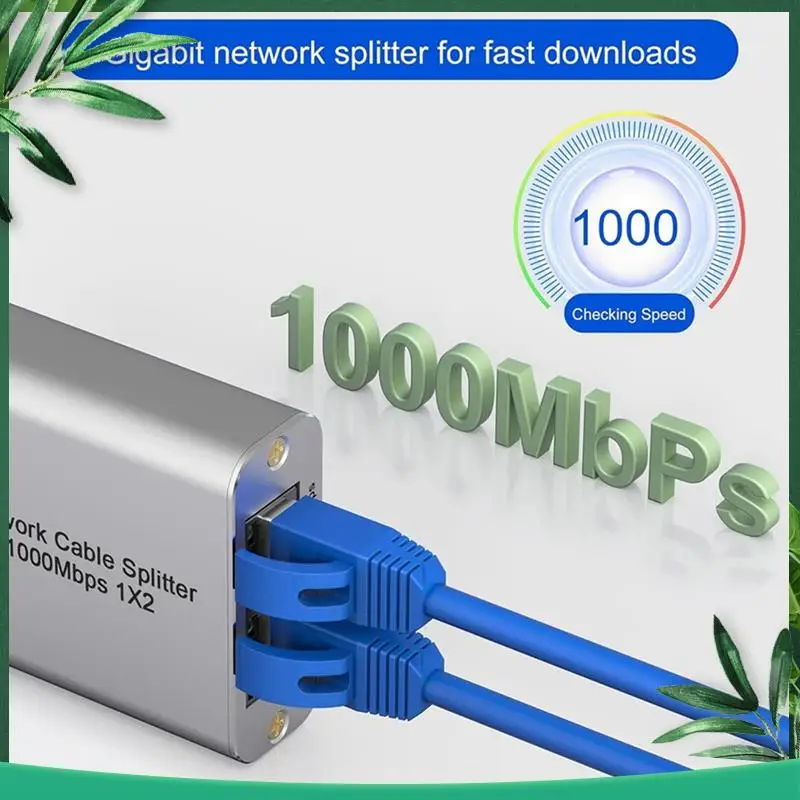 (NEW) Ethernet Splitter 1 To 2 High Speed Gigabit Ethernet Switch 2 Port Internet RJ45 LAN Splitter For Cat5/6/7/8 Cable
