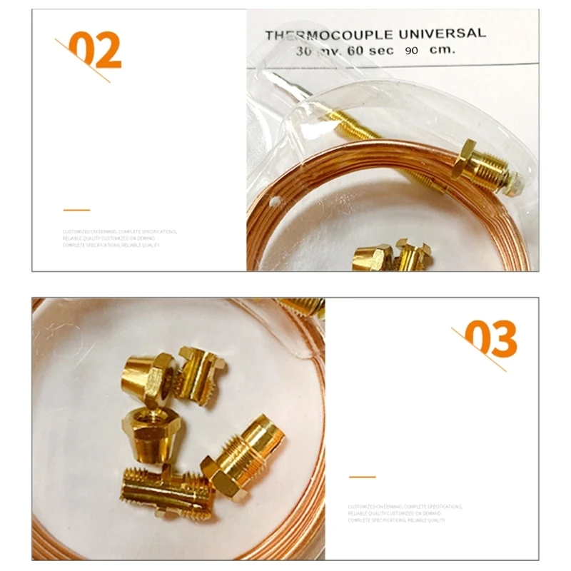 Thermocouple à gaz universel avec 5 pièces, adaptateurs remplacement pour cheminées à partie fixe, sonde contrôle pour