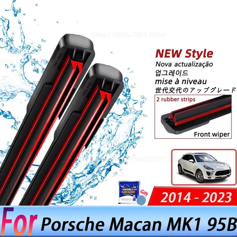 Lâminas de limpador de pára-brisas dianteiro para porsche macan mk1 95b 2014 - 2023 s gts turbo esportes crono acessórios janela pára-brisa
