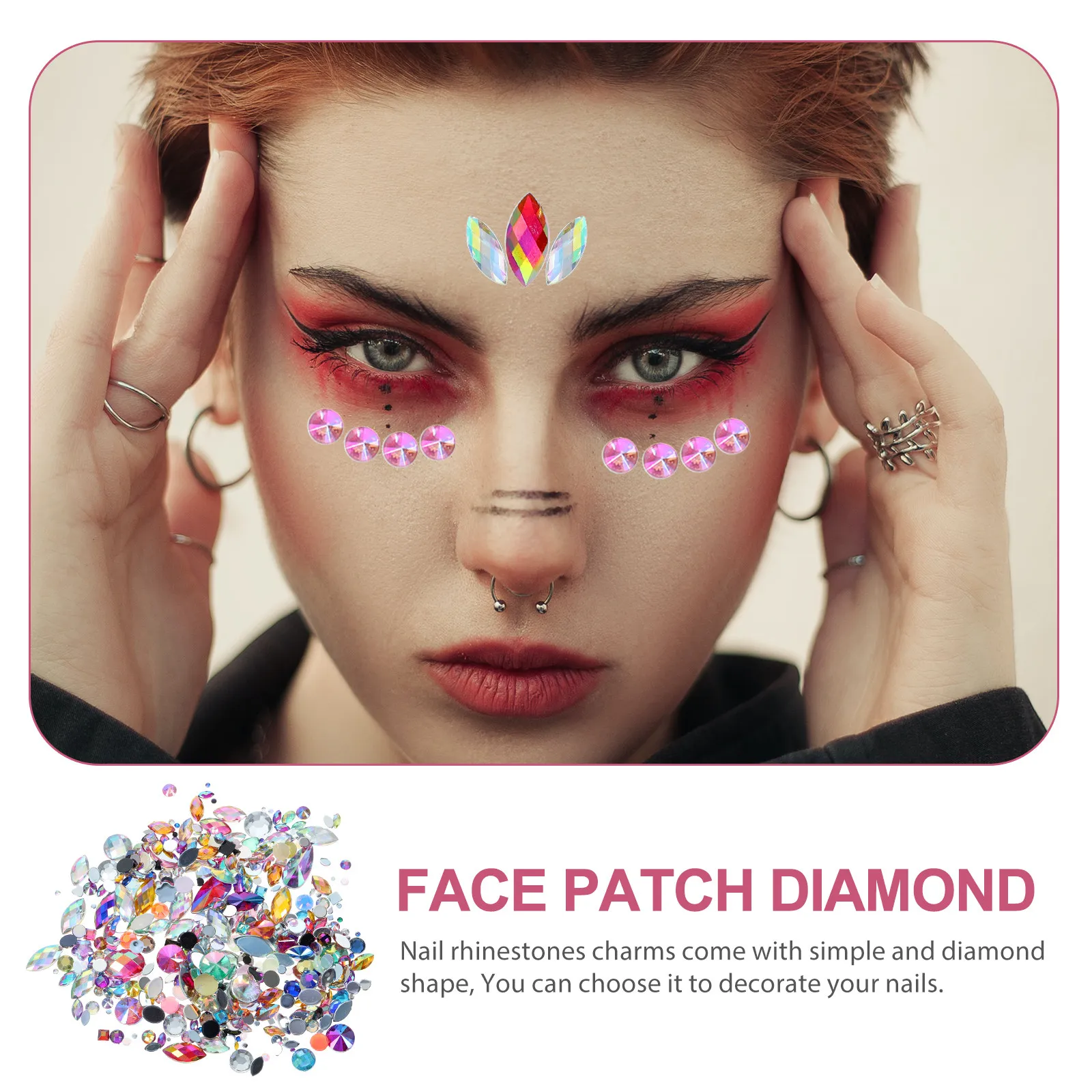 อะคริลิกตกแต่งเล็บแบบแบน 300 ชิ้น สำหรับงาน DIY ตกแต่งเล็บ งานฝีมือ ตกแต่งเคสมือถือ