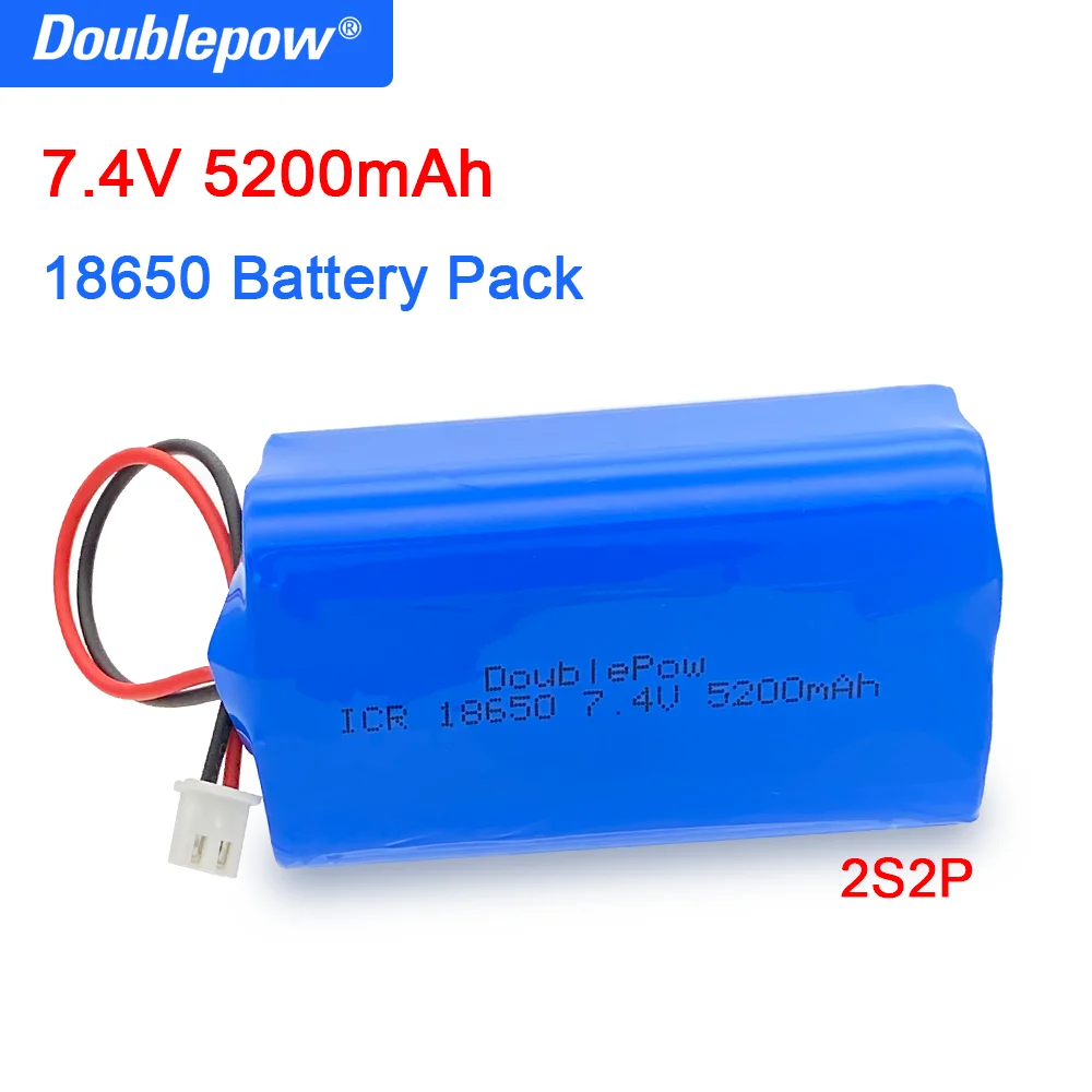 Doublepow-充電式リチウム電池100%,オリジナル,18650 v,7.4 mah,メガホン充電器,スピーカー保護パネル,5200