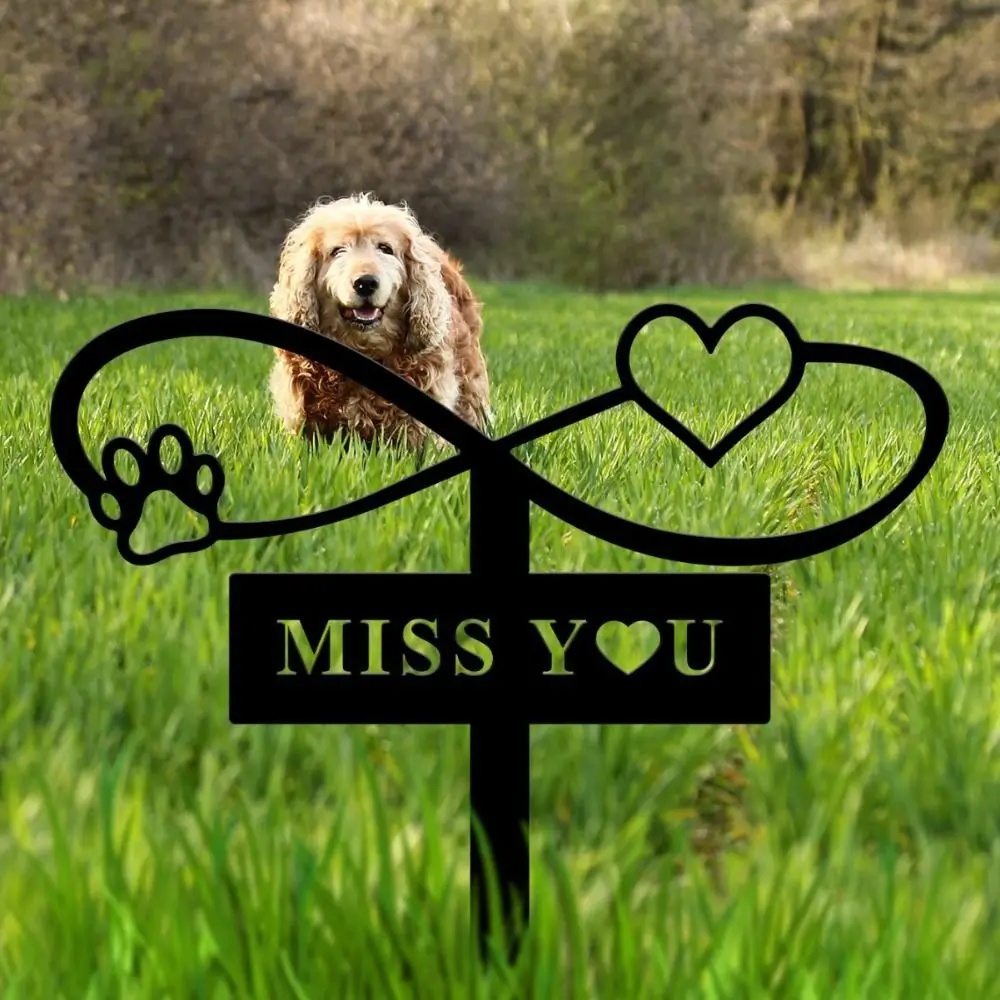 Crafts Iron Pet Memorial Tomb Marking Pile Cute Waterproof Tombstone Plaque Creative Multi Functional Garden Stake Lawn