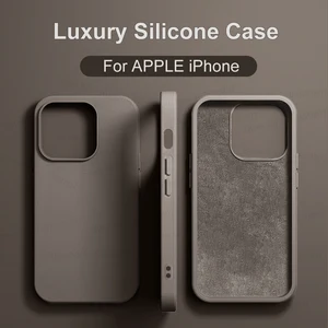 Casing Tahan Guncangan Mewah untuk Apple iPhone 11 12 13 14 15 16 Pro Max Plus Casing Silikon Cair Penutup Lembut Bumper Aksesori Ponsel 12 casing iphone putih dengan penjualan terbaik - №