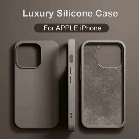 Apple iPhone 11 12 13 14 15 16 Pro Max Plus 액체 실리콘 케이스 용 고급 충격 방지 케이스 범퍼 소프트 커버 전화 액세서리