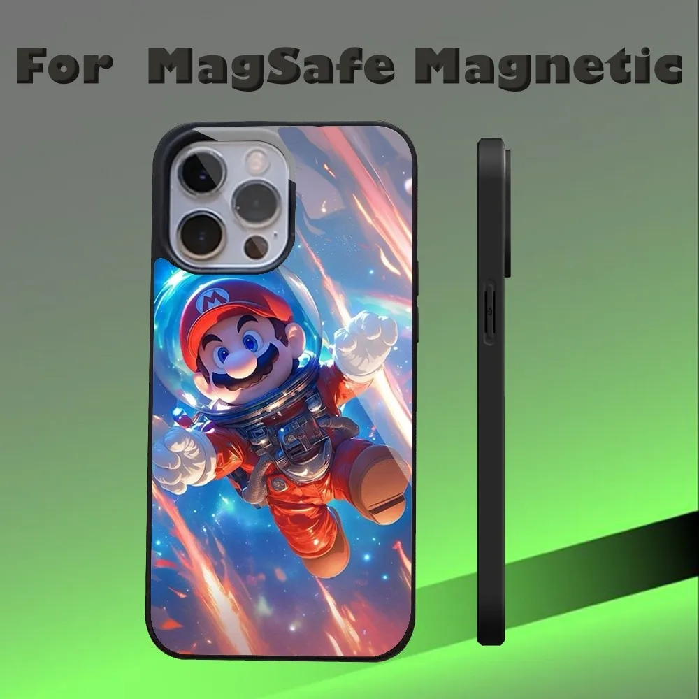 Game Cute Cartoon M-Mario Phone Case For IPhone 16 15 14 13 Pro Max 11 12 Mini Alex Mirror For Magsafe Wireless Charging Cover