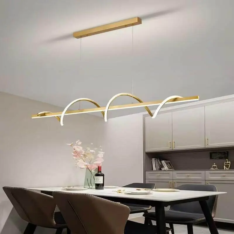 Modern Led Pendant Lights Chandelier Gold Wave Lampadario Lamp ECG Dinning Room Bedroom LivingRoom Kitchen Hanging Pendant Lamp
