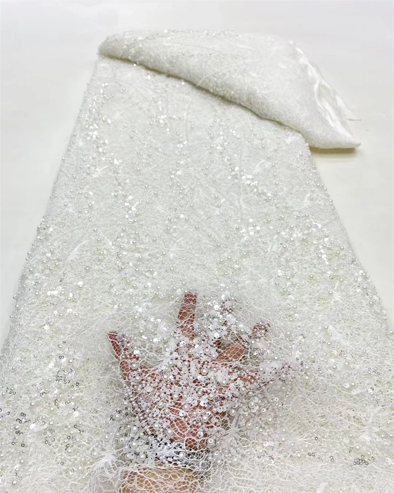 고품질 아프리카 골드 수제 페르시 레이스 Fabirc 2025 봉제 장식 조각 자수 Nigreian 레이스 원단 여성 웨딩 드레스