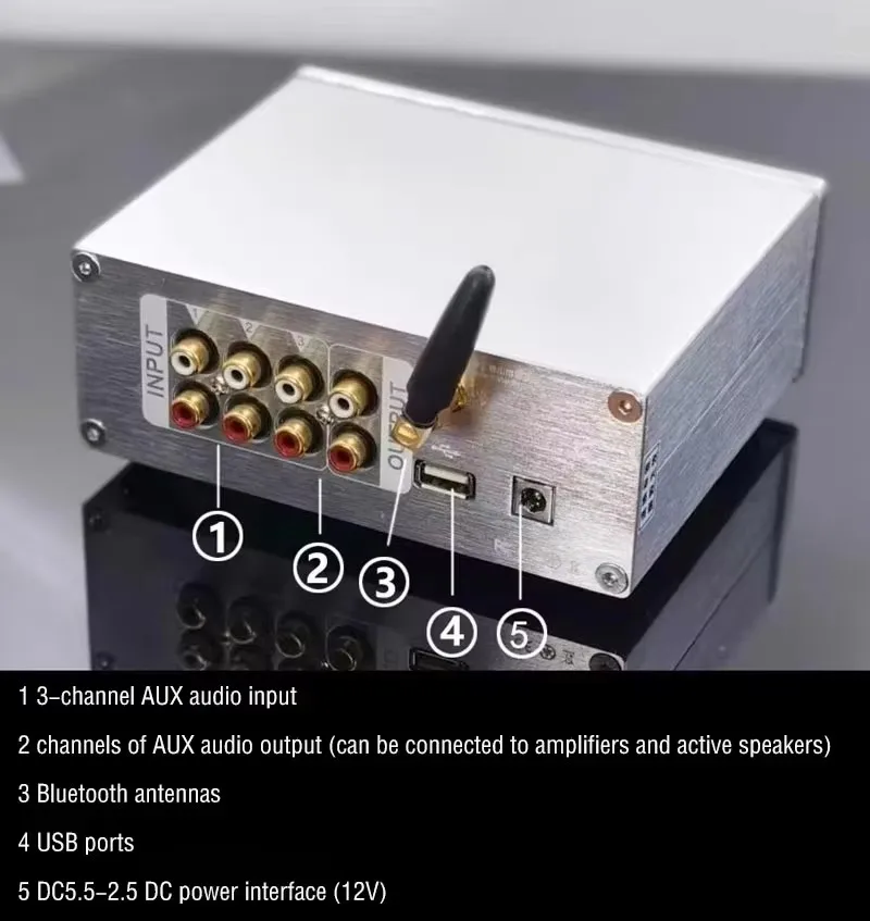 HIFI F9 Preamplifier Bluetooth 5.3 USB player True Color Pointer Screen Independent Decoding Remote Control Preamp Amplifier
