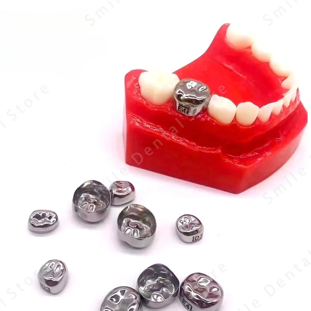 5Pcs Pediatric Stainless Steel Preformed Crown D E Series Temporary Restoration Crown for Kids Deciduous Molar Premolar Teeth