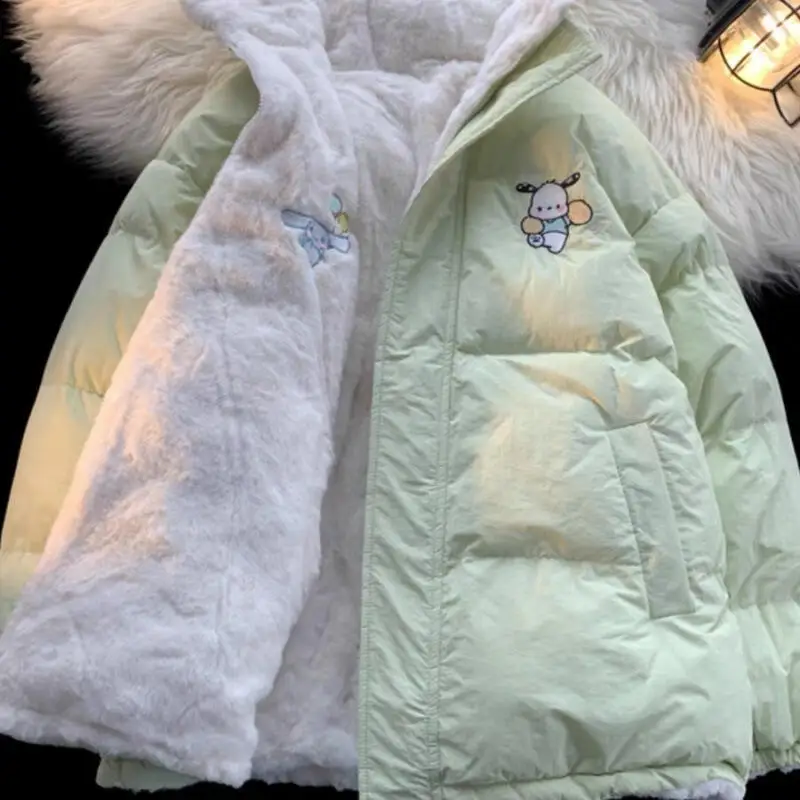 Hello Kitty doudoune réversible femmes Sanrio Anime Kawaii cannelle hiver épaissir chaud coton vêtements manteau étudiant en vrac