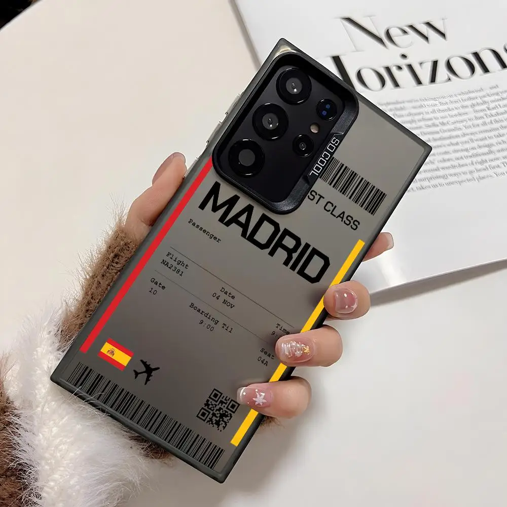 اسبانيا طائرة السفر تذكرة جراب هاتف لسامسونج غالاكسي S25 S24 S22 S23 الترا S21 S23 زائد 5G لامعة غطاء من البولي يوريثان للصدمات Funda #3