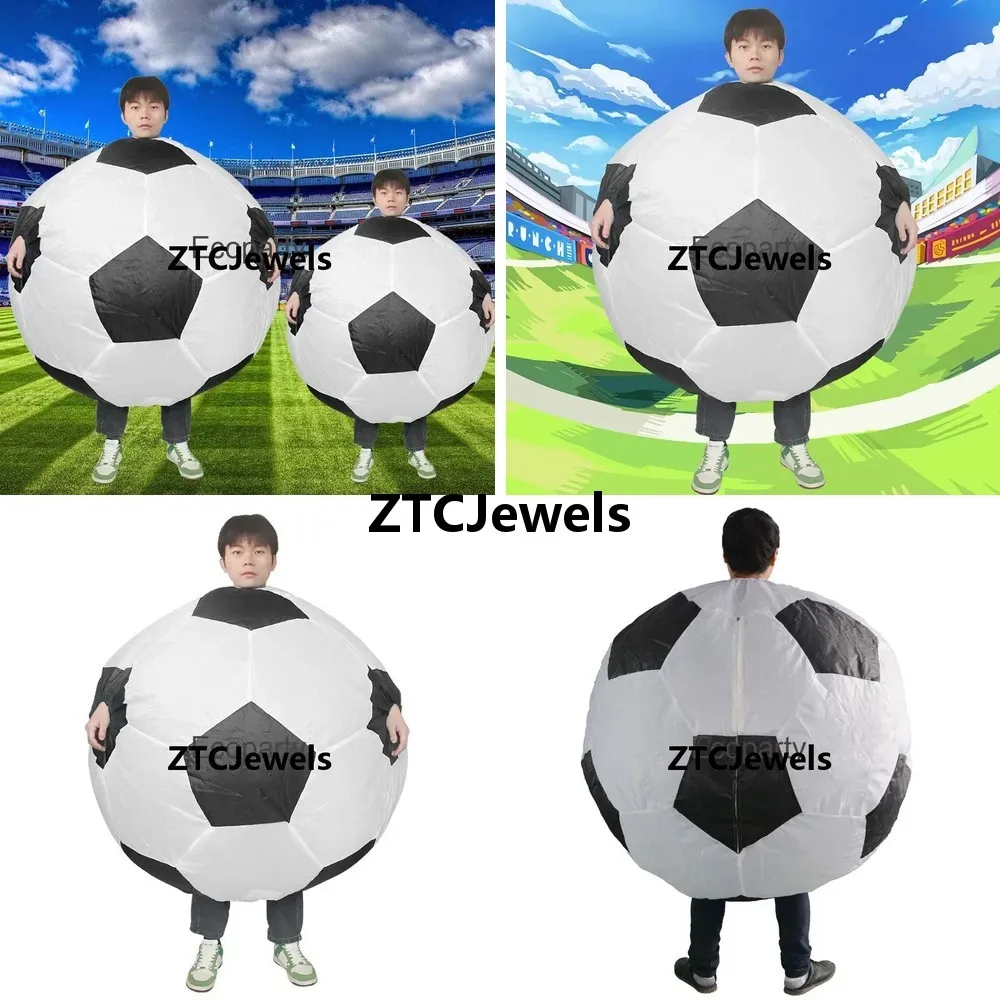 

Inflatable Soccer Costume Adult Kids Cosplay Funny Football Mascot Suit for Halloween Carnival Party