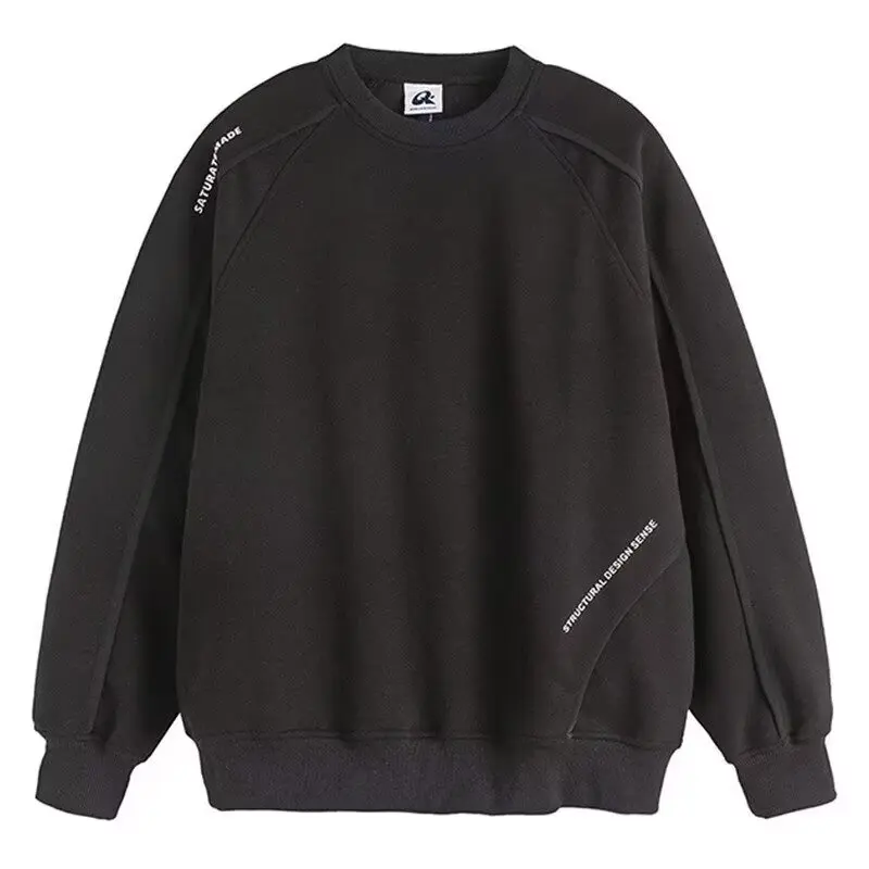 2025 outono moletom masculino coreano na moda manga longa camiseta moda roupas masculinas preto o pescoço harajuku topo novo