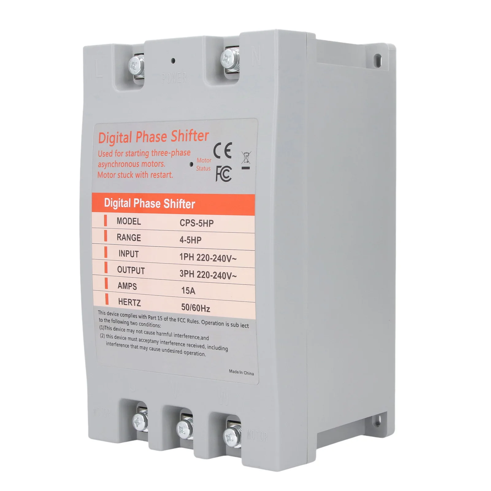 

Single to 3 Phase Converter Digital Phase Converter 4 to 5 Horsepower 2.2 to 3.7kw 220‑240VAC