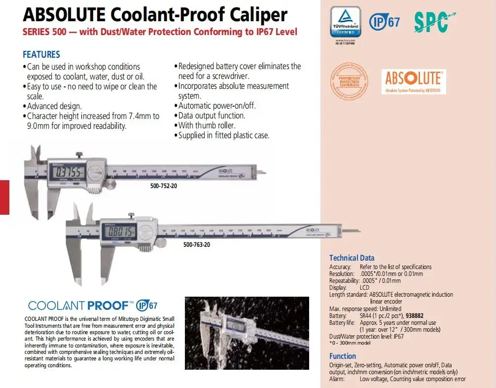 Mitutoyo IP67 Digital Calipers,0-150/200/300mm 0-6\