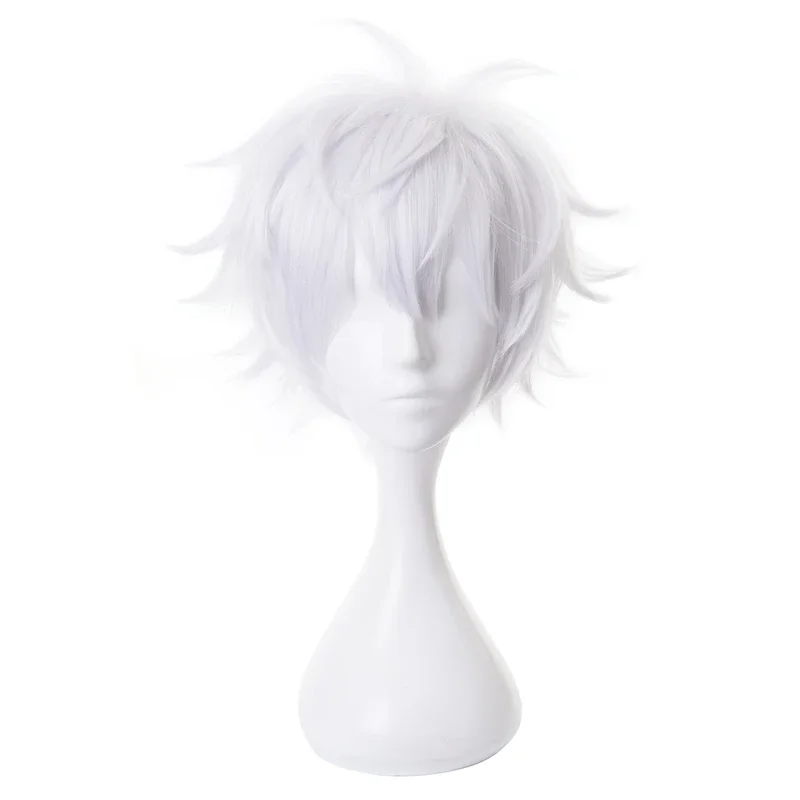 HOLOUN 주술 JJK 애니메이션 고조 사토루 코스프레 가발, 장미 그물 합성 섬유, 크기 조절 가능, 할로윈 크리스마스 파티