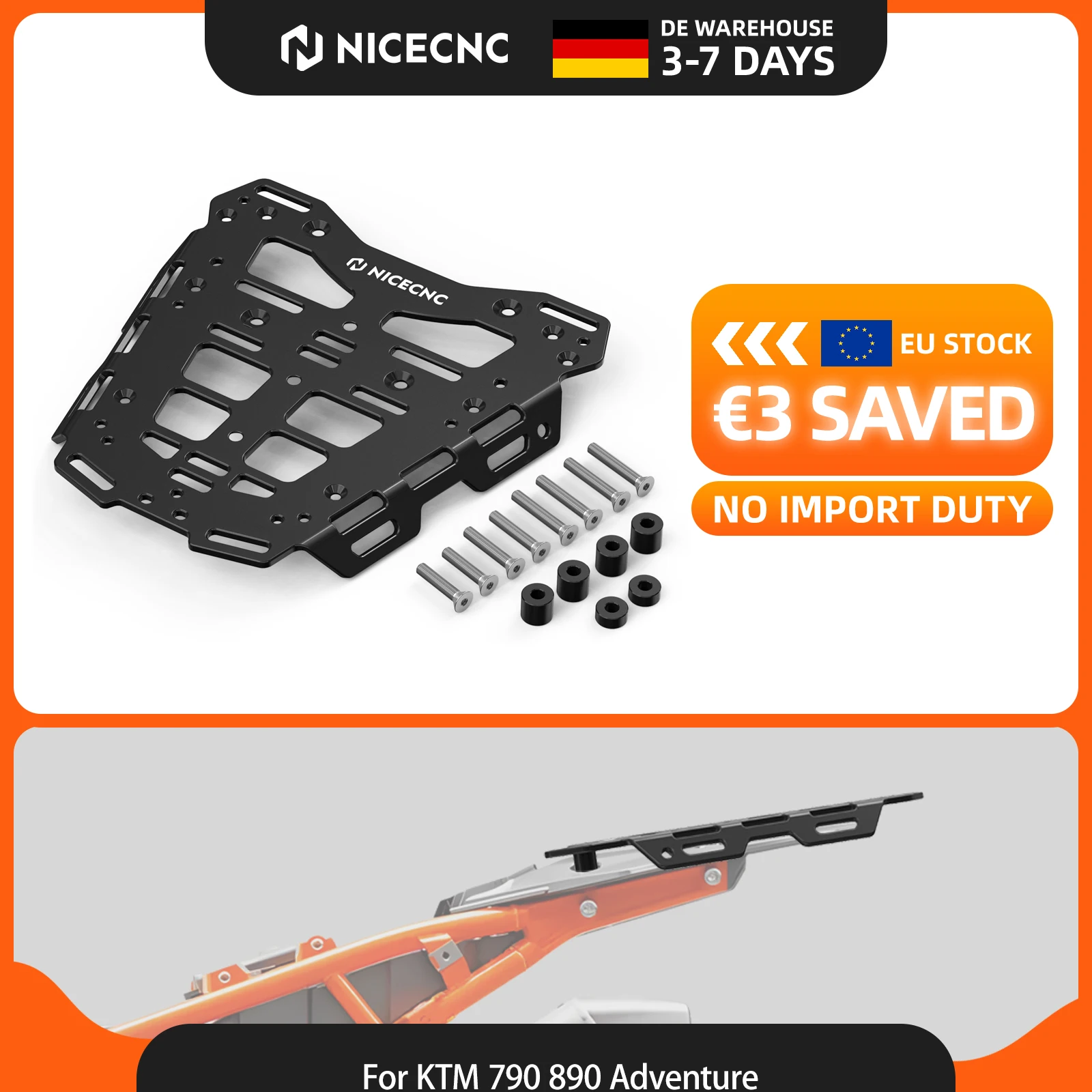 NICECNC Heckgepäckträger-Kit für KTM 890 Adventure 2020-2024 2023 2022 2021 für KTM 	 790 Adventure 2019-2024 2023 2022 2021 2020