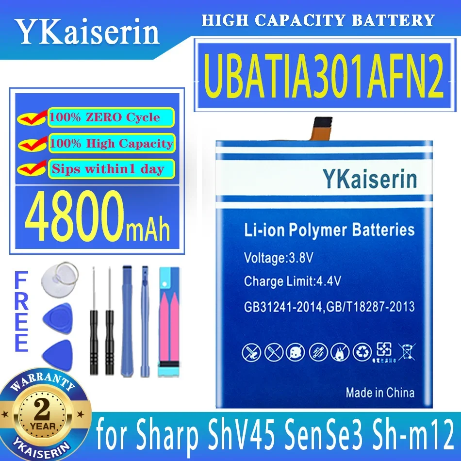 

YKaiserin 3900mAh/4800mAh Battery UBATIA301AFN2 for Sharp AQUO sense3 Sense 3 SH-02M RM12 SHV45 Basic SHV48 Zero 2 zero2
