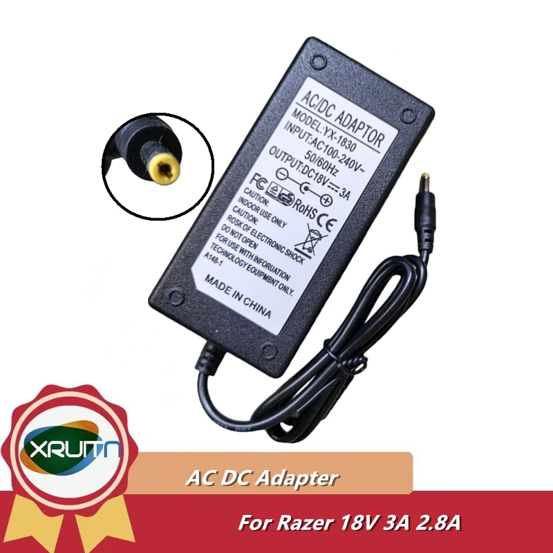 18V 3A 2.8A AC Adapter For Razer Leviathan RC30-012601 Elite Gaming Music SoundBar Speaker RZ05-01260100 R3U1 DYS650-180280W-K