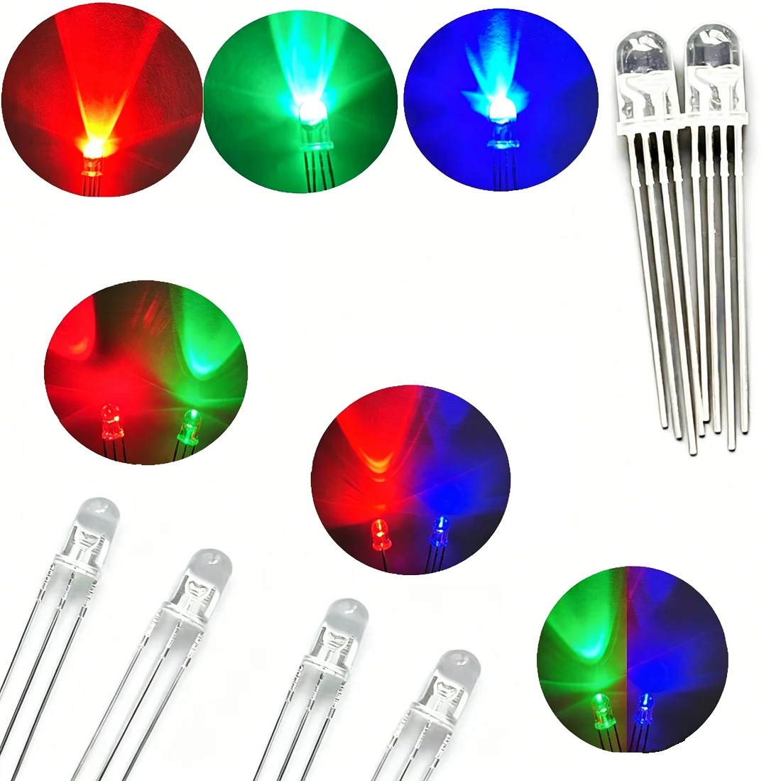 10pcs/LOT  F5 5mm Multicolor RED GREEN BLUE RGB 3Pin (DOUBLE COLOR) 4Pin  (THREE COLOR) LED light emitting diode