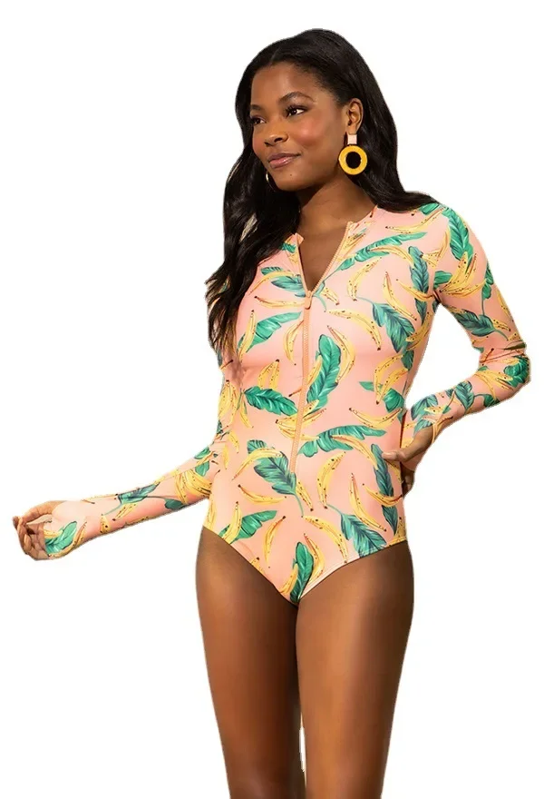 Costume da bagno intero chiuso costumi da bagno a maniche lunghe per lo sport tuta da surf donna costume da bagno costume da bagno Beachwear piscina