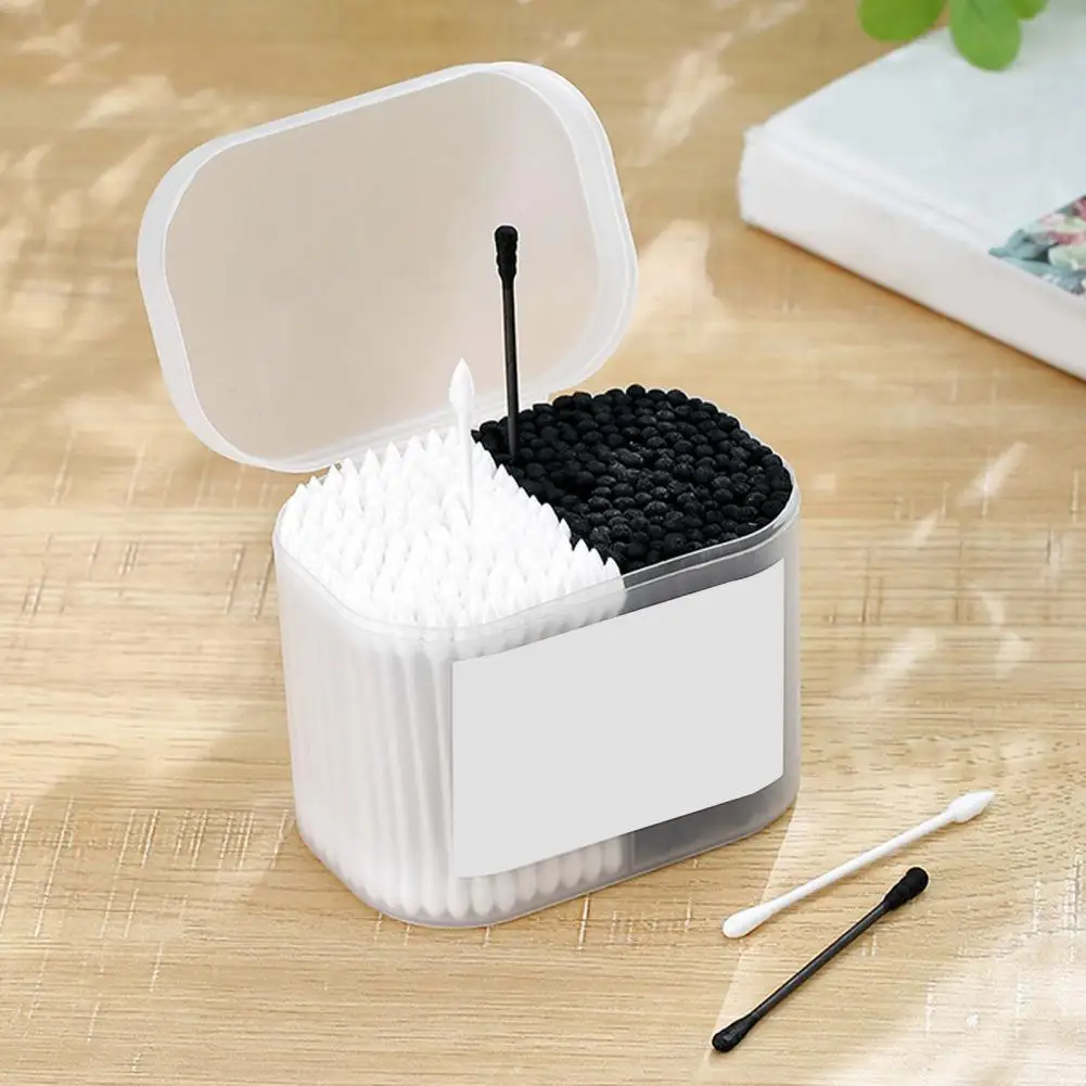 Cotton Swab Stick 300Pcs/Box Smooth No Shedding Uniform Thickness  White Black Double Colors Cotton Swab Daily Use