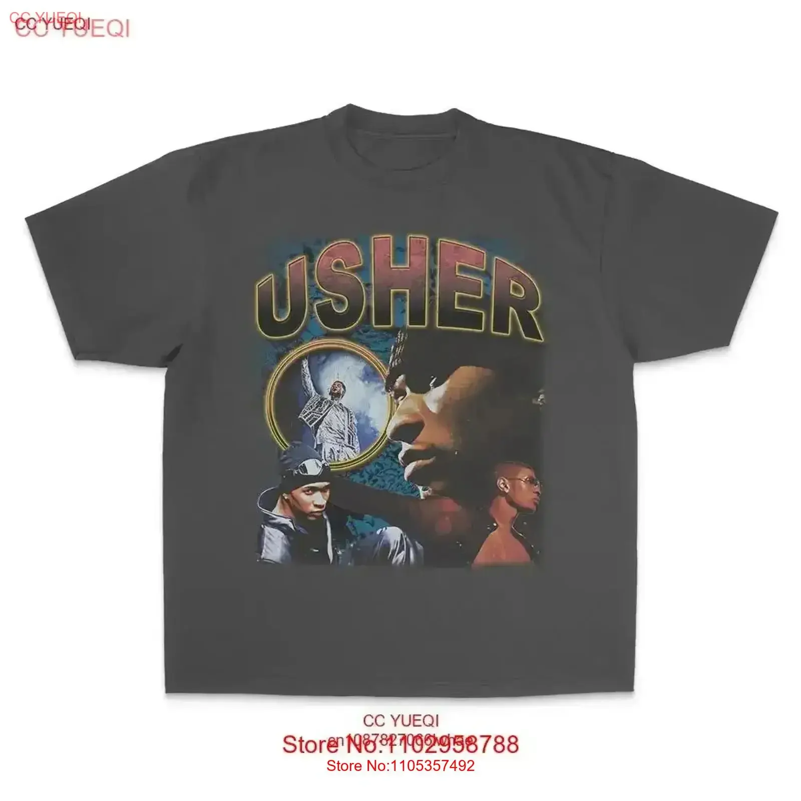 Usher T-Shirt Bootleg für Musikfans, Vintage-Stil, gewaschene Designerkleidung, Stretch-Streetwear-Mode, Unisex, stilvoll