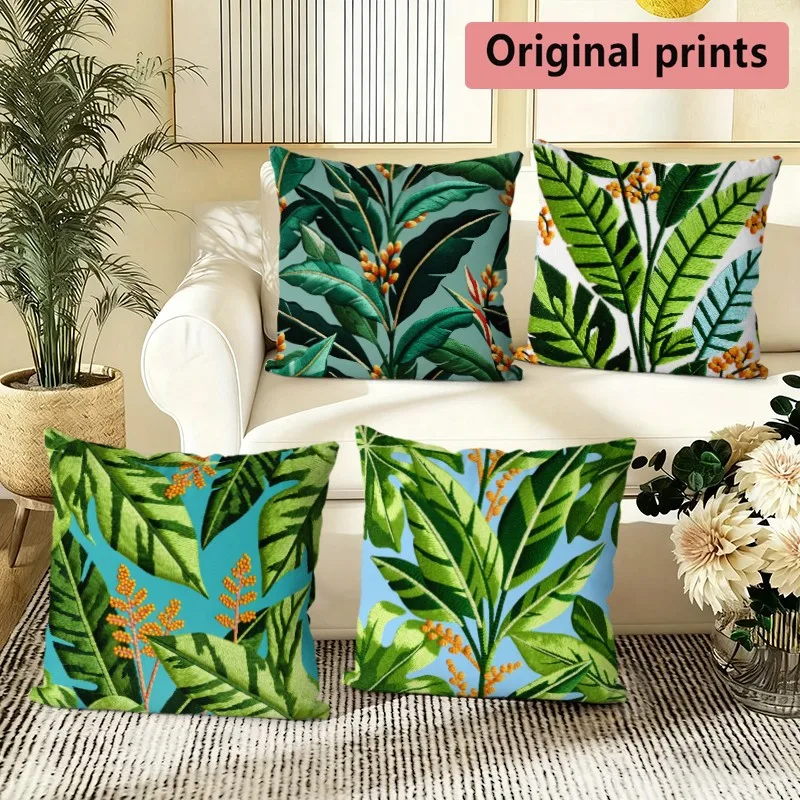 Tropical Leaf Print Cushion Covers Pattern Cushion Cover Suitable for Sofa Bedroom Car Pillow Cover