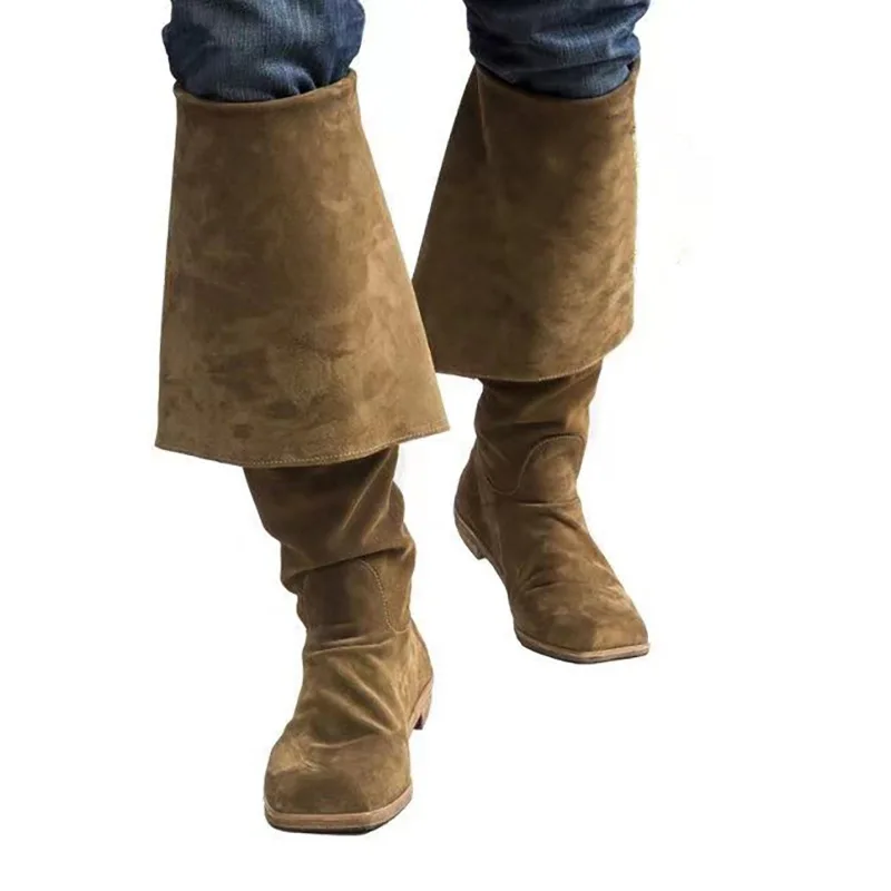 Herren Kunstwildleder Kniehohe Winddichte Schuhe Retro Piratenfilm Kapitän Stiefel Mittelalterliche Cosplay Lange Stiefel – Detail 14