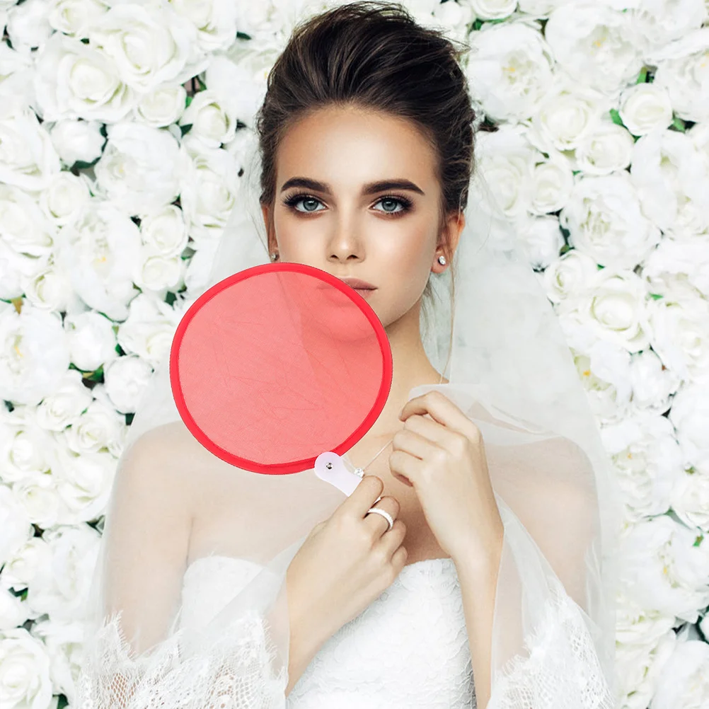 1 stks Opvouwbare Hand Ronde Opvouwbare Voor Vrouwen Draagbare Mini Handheld Fan Bruiloft Decoratie Zomer Cool Accessoire