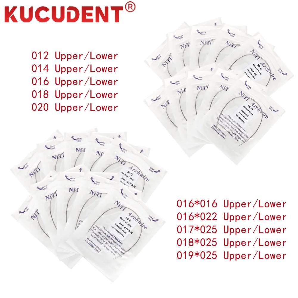 2Pcs/Pack Dental Orthodontic NITI Arch Wires Reverse Curve Archwire Super Elastic Round Rectangular Upper/Lower Dentist Material
