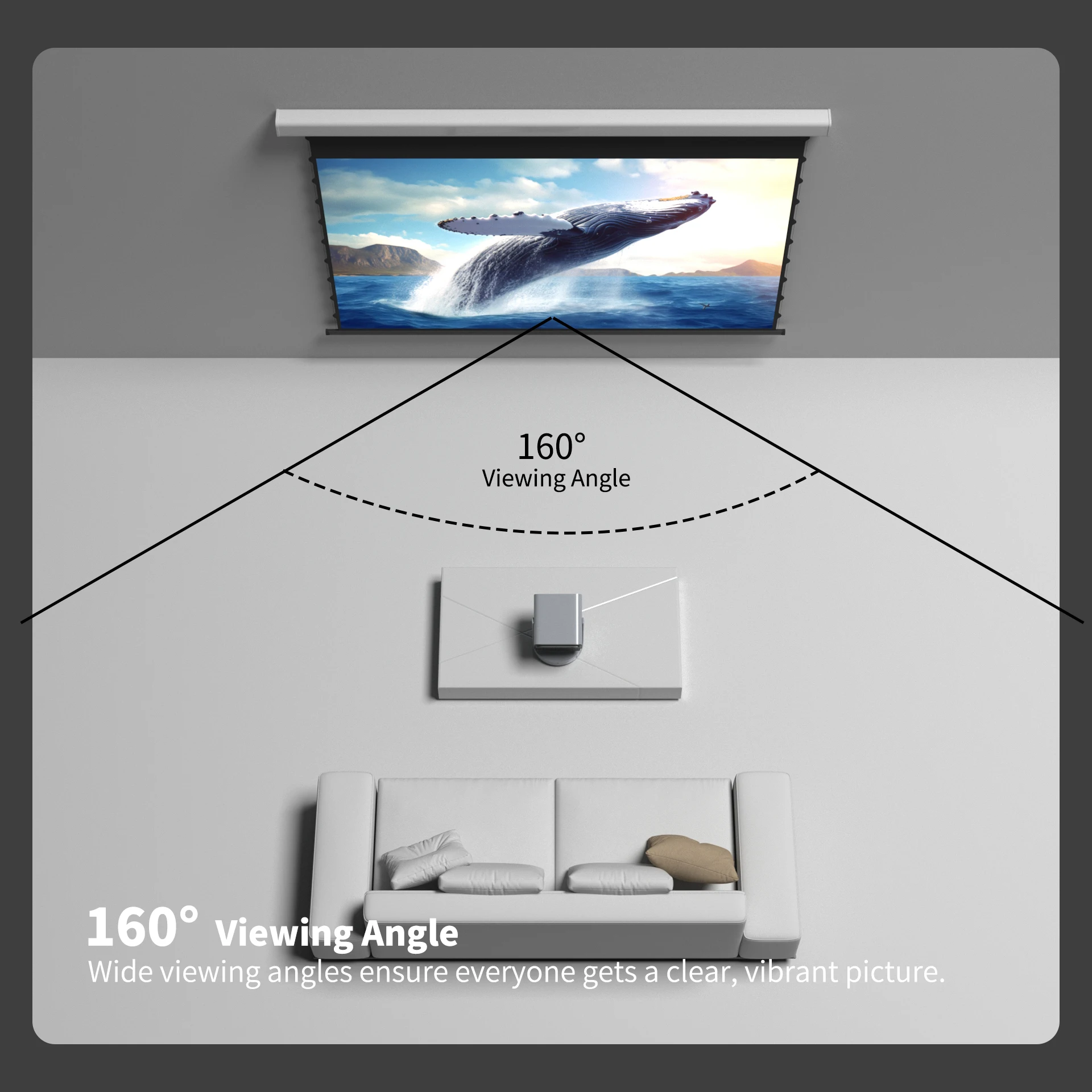 [Controle inteligente] 72-133 polegadas Wupro Automático 16:9 4K 3D ALR Tela de projetor elétrica motorizada resistente à luz ambiente