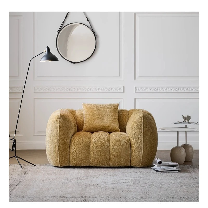 

Retro pumpkin single sofa, cream bedroom sofa