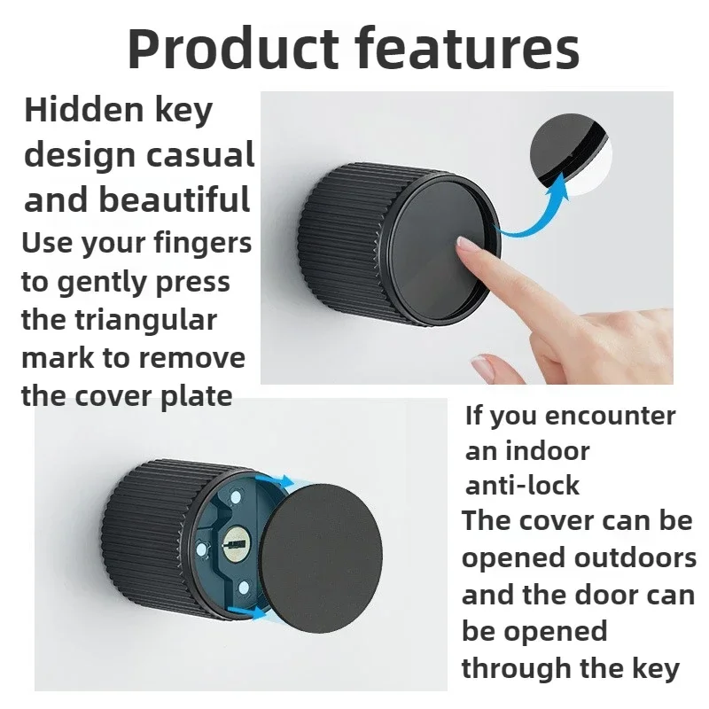 New Minimal Round Spherical Bedroom Door Lock Indoor Room Wooden Door Numerical Control Oxidation Mute Magnetic Door Handle with