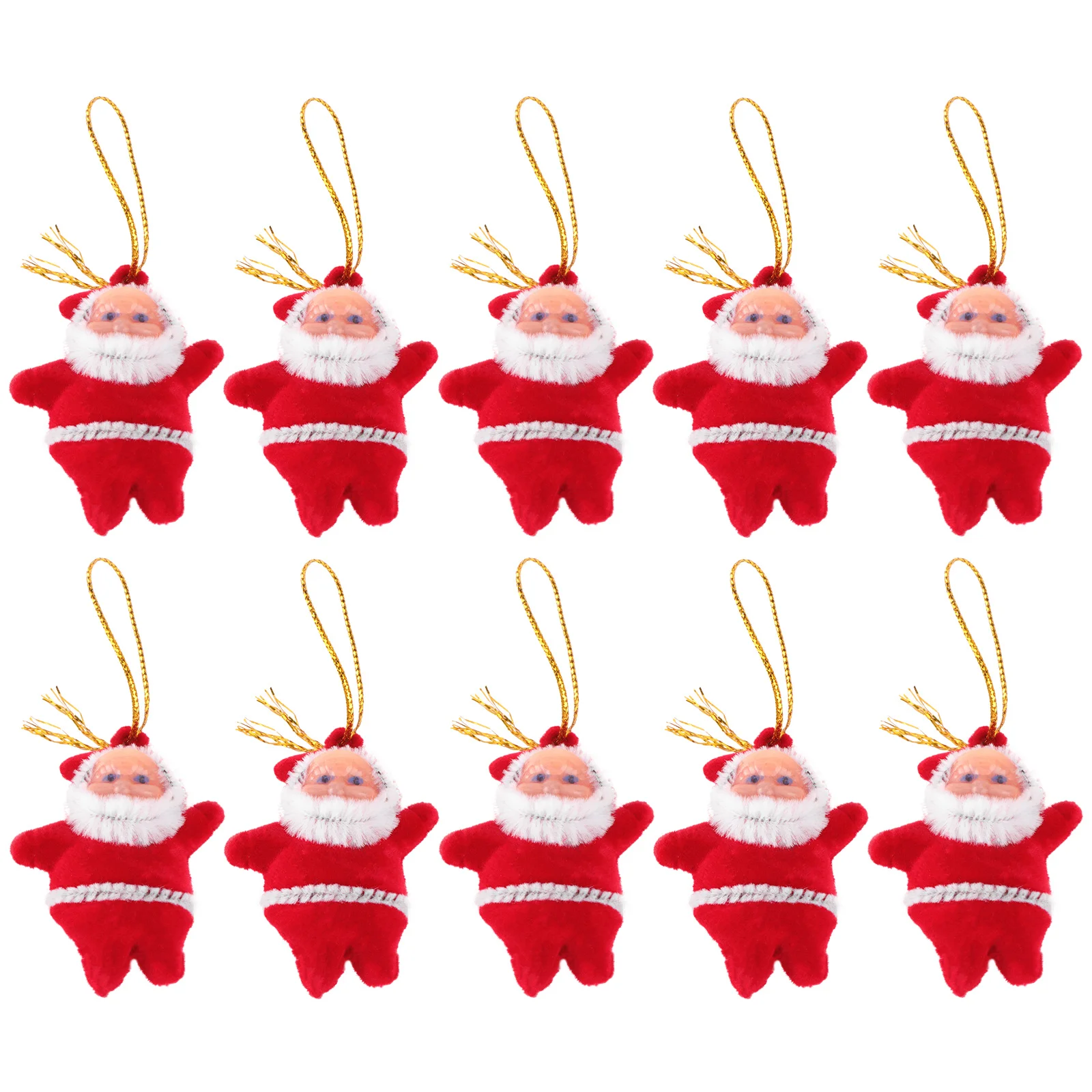 

50pcs Mini Santa Claus Pendant Christmas Tree Hanging Decorations Red 1.97" .38" Cloth Xmas Ornament For Home Holiday Party