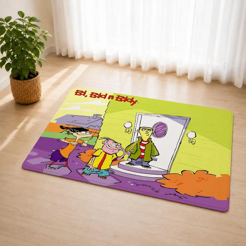 Ed E-Edd N Eddy Cute Cartoon Floor Mat Flannel Rug Soft Non Slip Door Mat For Bathroom Bedroom Kitchen Living Room Home Decor