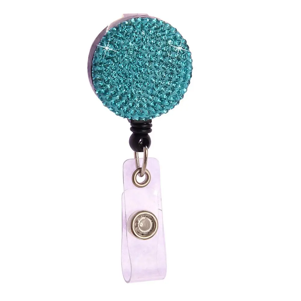 Keychain Rhinestone Nurse Badge Reel Sparkle Badge Clip Retractable Badge Holder Chest Card Bling Easy Pull Buckle Work Card