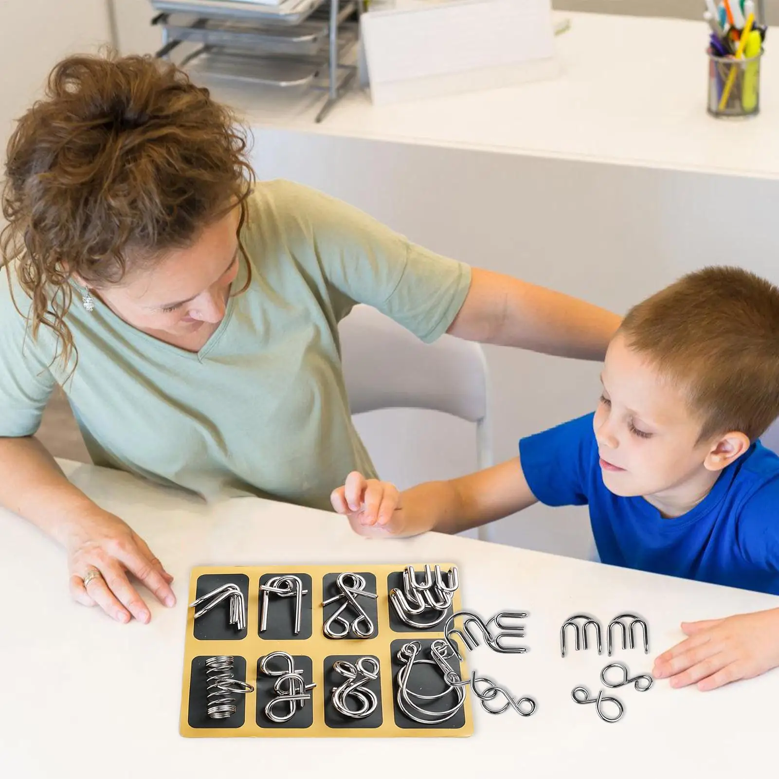 금속 두뇌 티저 금속 마인드 퍼즐 어려운 게임 지능 장난감 가족 소녀 소년 청소년 여성 남성을 위한 파티 선물