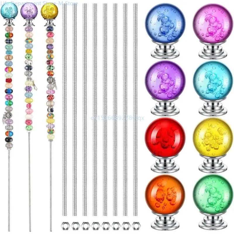 

Enchanting Bead Stakes for Gardens Metal Rods with Crystal and Glass