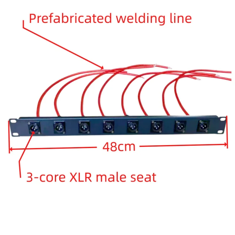 1-Piece 8-Port 3-Core Xlr Male Connector Panel for Cabinet, 8-Way Post-Welding Audio Patch Panel, Cabinet Xlr Male Audio Panel, Xlr Work Patch Panel, 1U 8-Port Xlr Male Panel, Each Cable Route Has 3cm Support Slots to Prevent Cable Connection Locations from Loosening or Sagging, Causing Poor Contact.