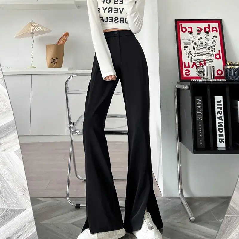 

Women Solid Suits Pants Y2K Clothes High Waist Loose Wide Leg Pants Spring White Elegant Trousers Female Pantalones Mujer 9018